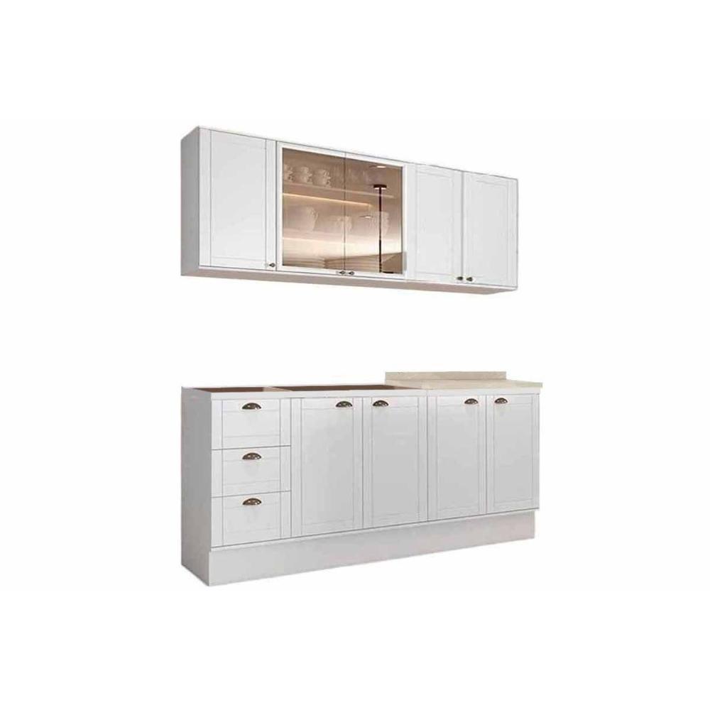 Cozinha Completa Bella 4 Peças (2aéreos+2balcões) C4p213 Branco - Carraro - 4