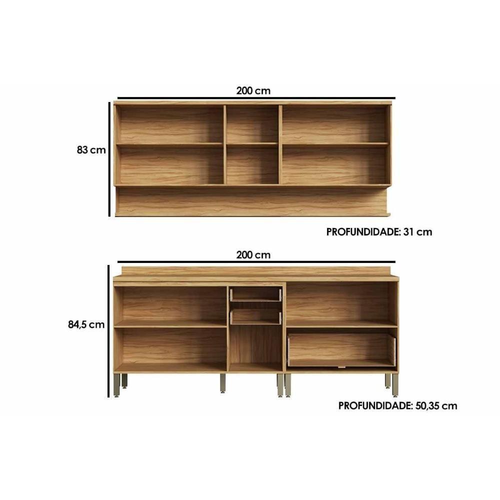 Cozinha Completa Riesling 4 Peças (2aéreos+2balcões) C4p247 Amendoa-off White - Ronipa - 2