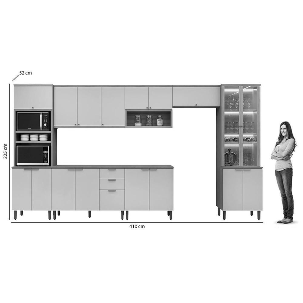 Cozinha Modulada Completa Selene 7 Peças (3aéreos+2balcões+2paneleiros) Cp02 Jequitiba-off White Fosco - Linea Brasil - 4