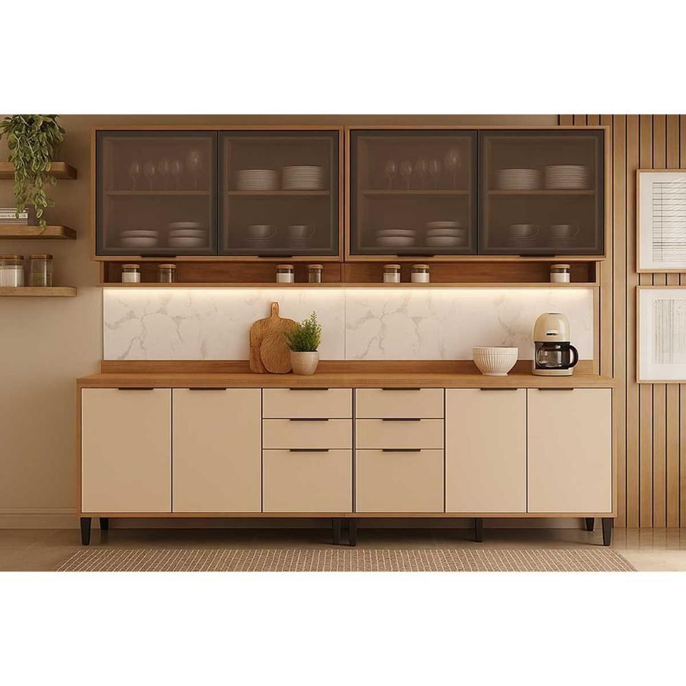 Cozinha Completa Alpha 4 Peças (2aéreos+2balcões) C4p210 Freijo-off White - Carraro - 1