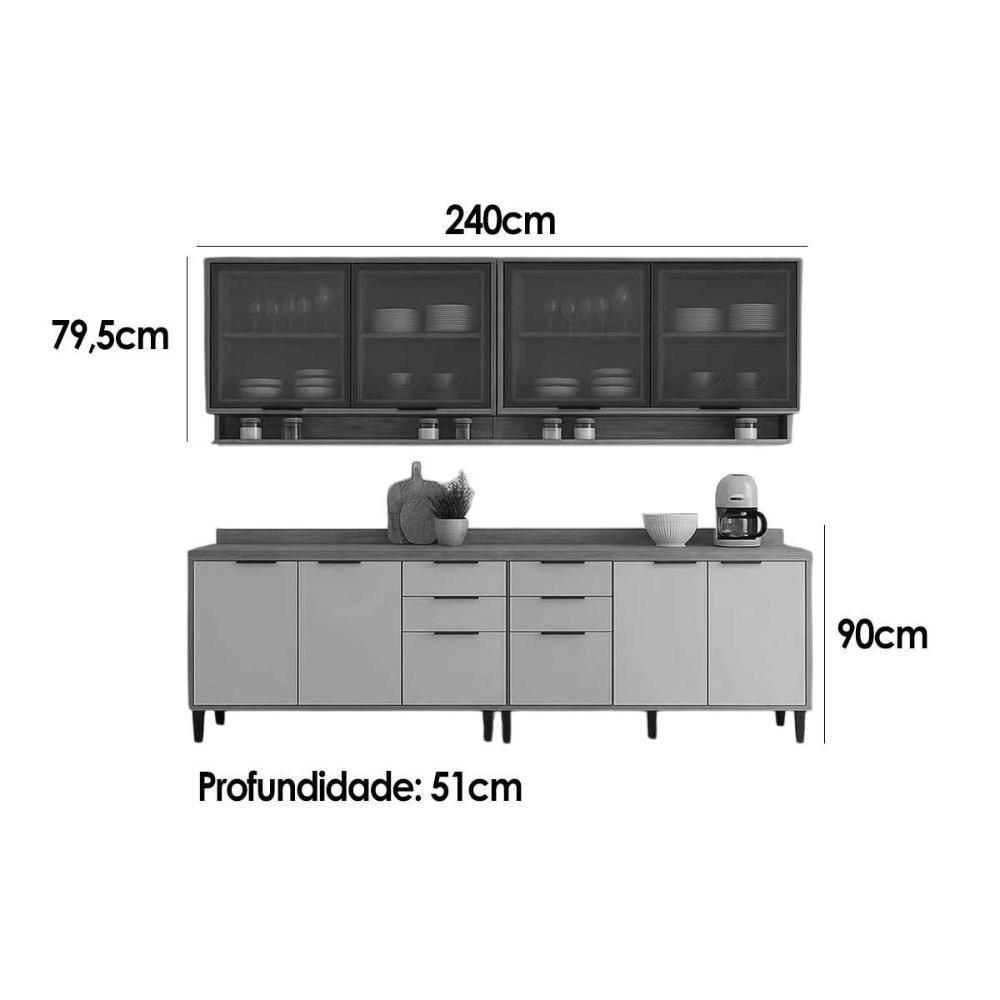 Cozinha Completa Alpha 4 Peças (2aéreos+2balcões) C4p210 Freijo-off White - Carraro - 2