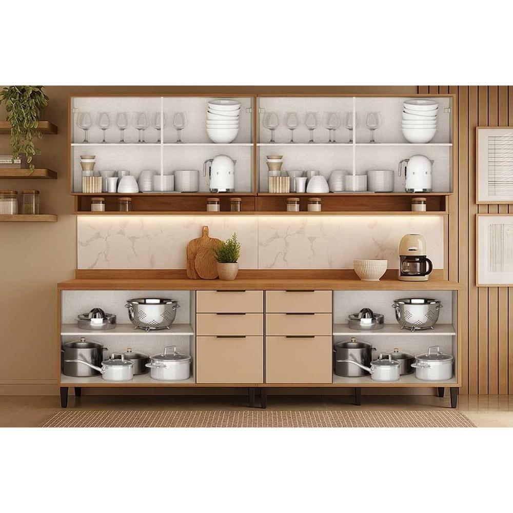 Cozinha Completa Alpha 4 Peças (2aéreos+2balcões) C4p210 Freijo-off White - Carraro - 3