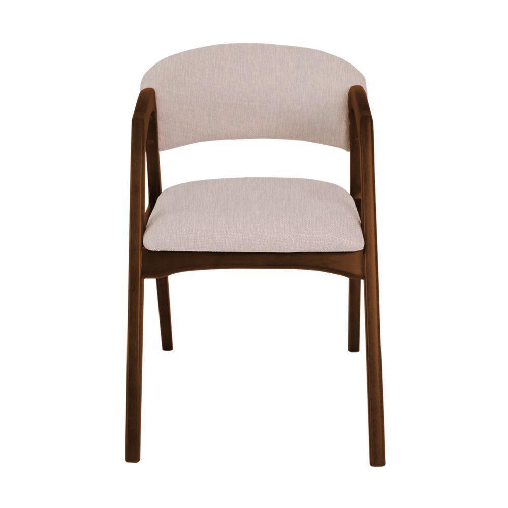 Conjunto Com 6 Cadeiras De Jantar Gabriela Em Madeira E Mdf Mel Linho Bege - 5