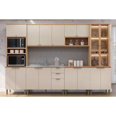 Cozinha Completa Selene 6 Peças (2aéreos+2balcões+1cristaleira+1paneleiro) Cp19 Jequitiba-off White Fosco - Linea Brasil