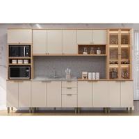 Cozinha Completa Selene 6 Peças (2aéreos+2balcões+1cristaleira+1paneleiro) Cp19 Jequitiba-off White Fosco - Linea Brasil - 1