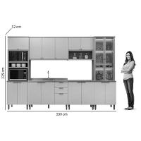 Cozinha Completa Selene 6 Peças (2aéreos+2balcões+1cristaleira+1paneleiro) Cp19 Jequitiba-off White Fosco - Linea Brasil - 9