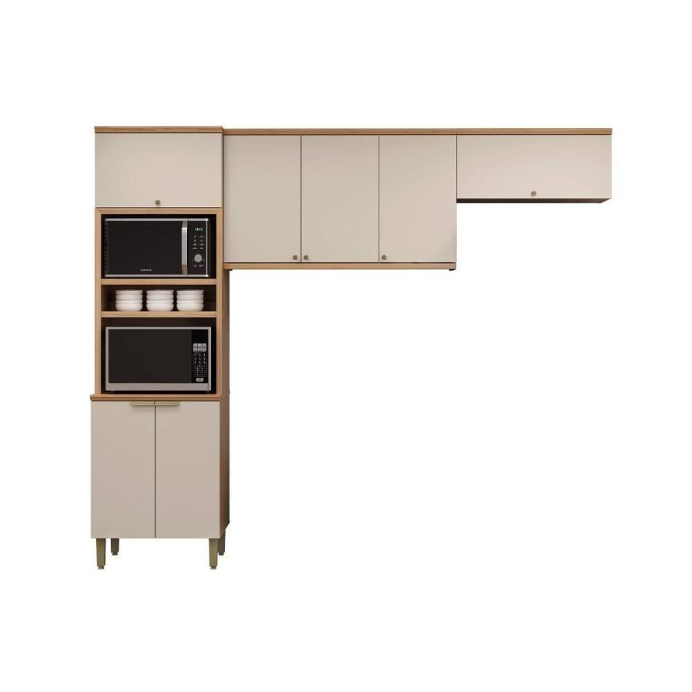 Cozinha Modulada Completa Selene 3 Peças (2aéreos+1torrequente) Cp14 Jequitiba-off White Fosco - Linea Brasil - 5