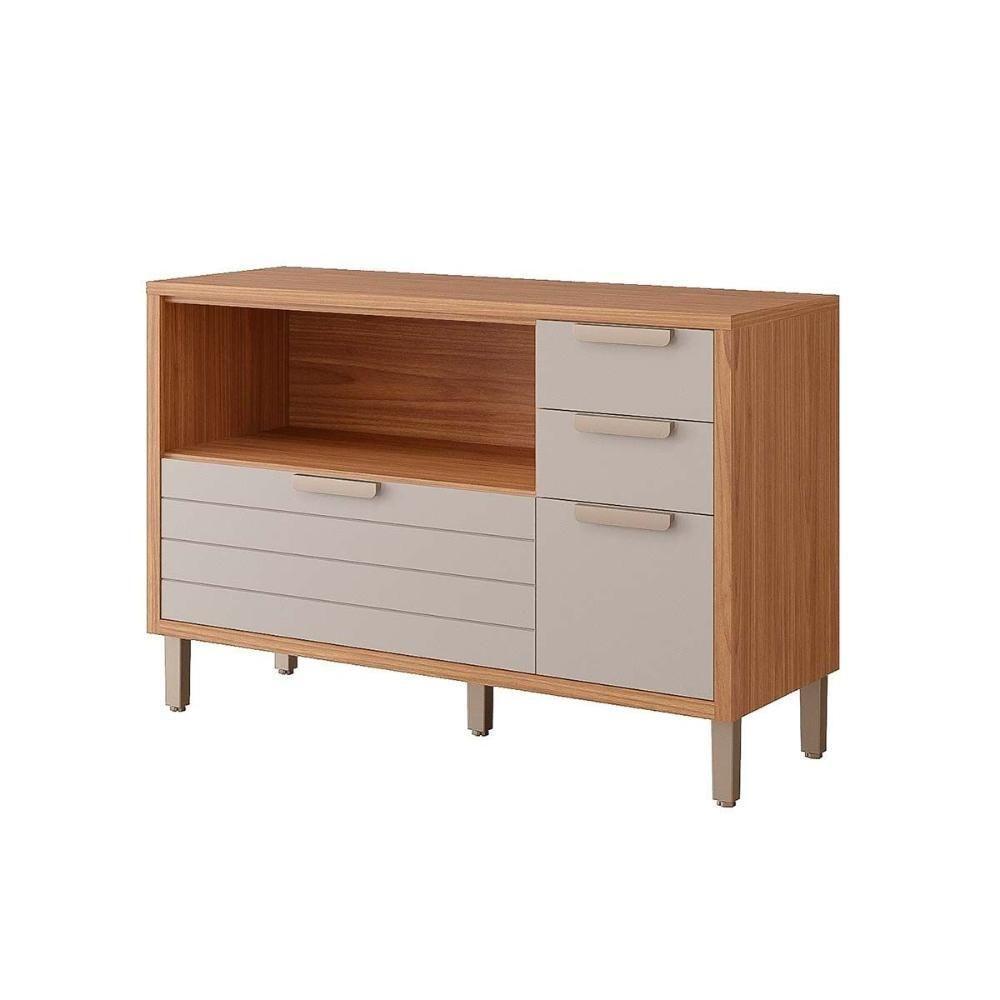 Gabinete P- Pia Cozinha Balcão C- Tampo Eloise C- 4 Gavetas E 1 Porta Basculante Riscada 120 Cm Cinamomo-platina - Mgm - 4