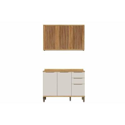 Cozinha Completa Sauvignon 5 Portas 3 Gavetas MDF 120cm Amêndoa