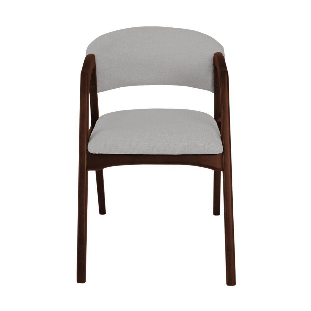 Conjunto Com 4 Cadeiras De Jantar Gabriela Em Madeira E Mdf Castanho Linho Cinza Prata - 5