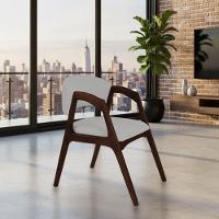 Conjunto Com 4 Cadeiras De Jantar Gabriela Em Madeira E Mdf Castanho Linho Cinza Prata - 2