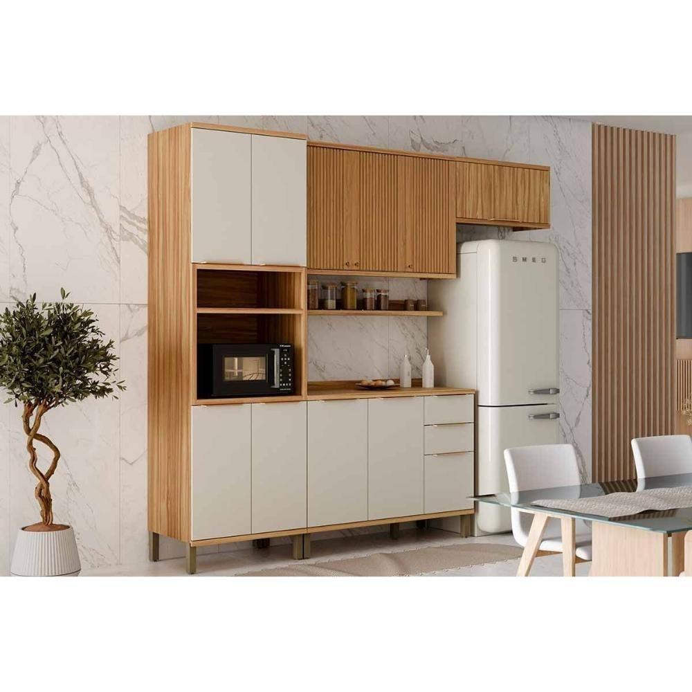 Cozinha Modulada Ronipa Sauvignon Sauvignon 5 Peças (2aéreos+2balcões+1paneleiro) C5p154 Amendoa-off White - Ronipa - 1