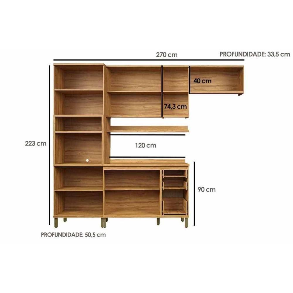 Cozinha Modulada Ronipa Sauvignon Sauvignon 5 Peças (2aéreos+2balcões+1paneleiro) C5p154 Amendoa-off White - Ronipa - 2