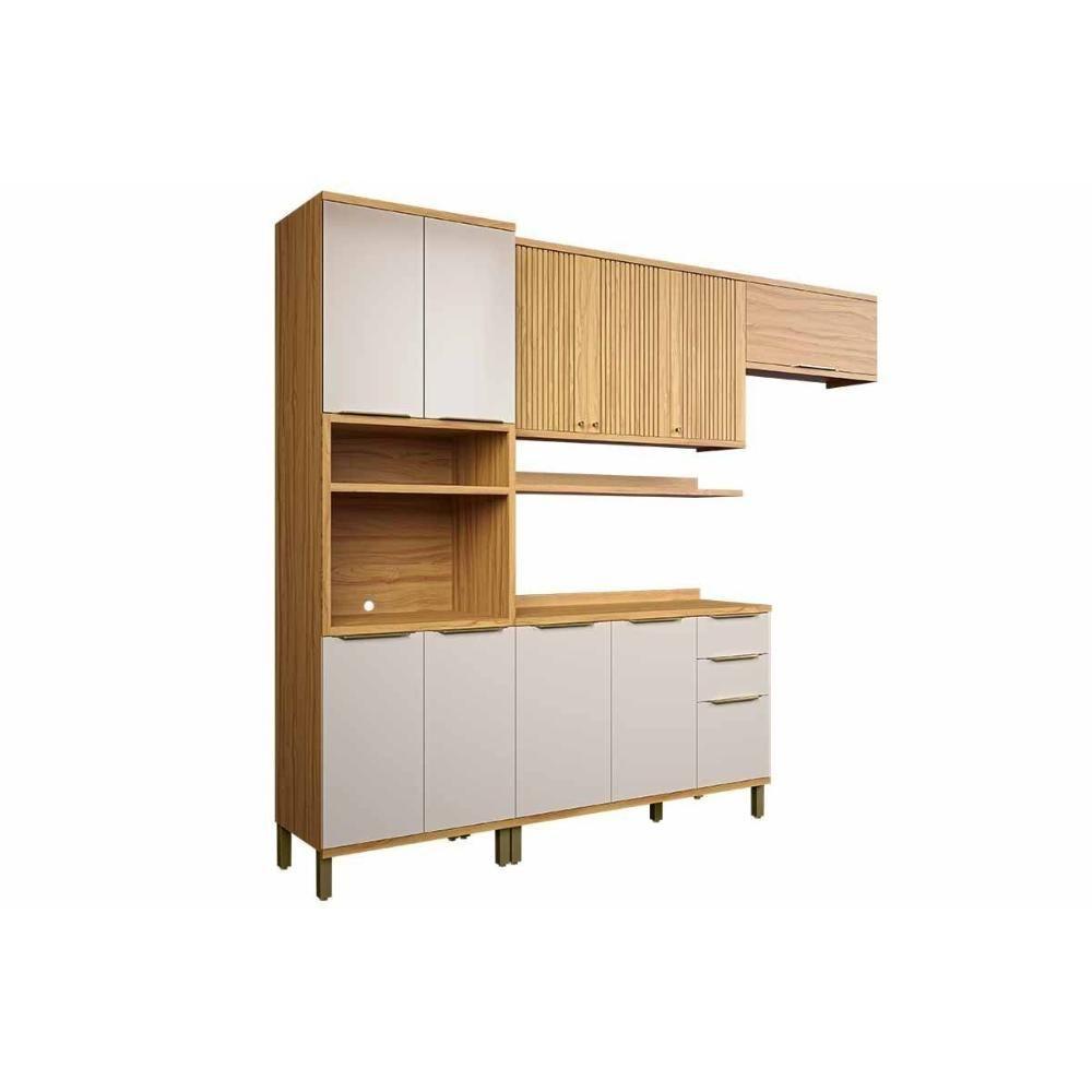 Cozinha Modulada Ronipa Sauvignon Sauvignon 5 Peças (2aéreos+2balcões+1paneleiro) C5p154 Amendoa-off White - Ronipa - 5