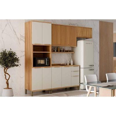 Cozinha Modulada Ronipa Sauvignon Sauvignon 5 Peças (2aéreos+2balcões+1paneleiro) C5p154 Amendoa-off White - Ronipa