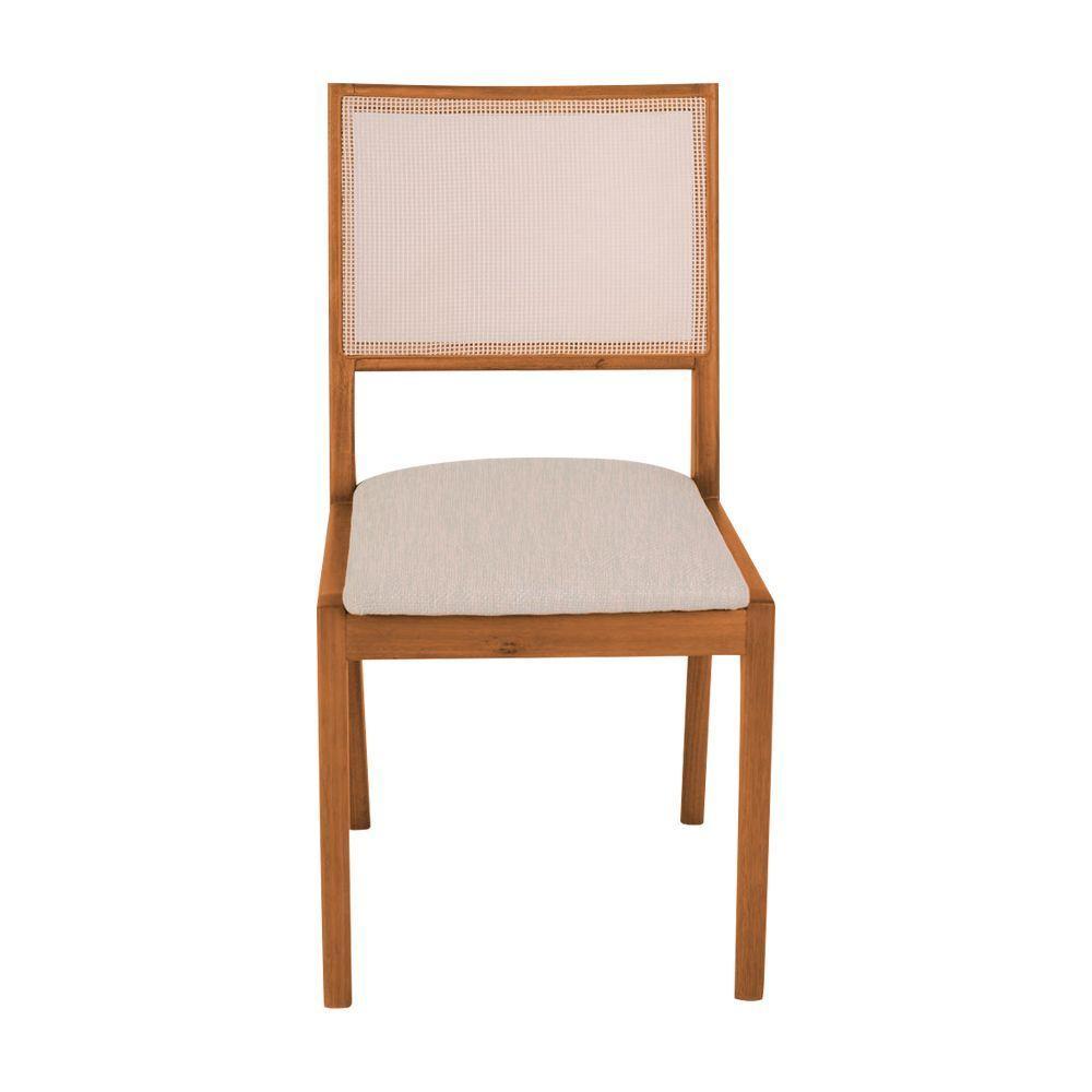Conjunto Com 8 Cadeiras De Jantar Suellen Em Madeira E Mdf Cerejeira Linho Bege - 5
