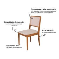 Conjunto Com 8 Cadeiras De Jantar Suellen Em Madeira E Mdf Cerejeira Linho Bege - 3