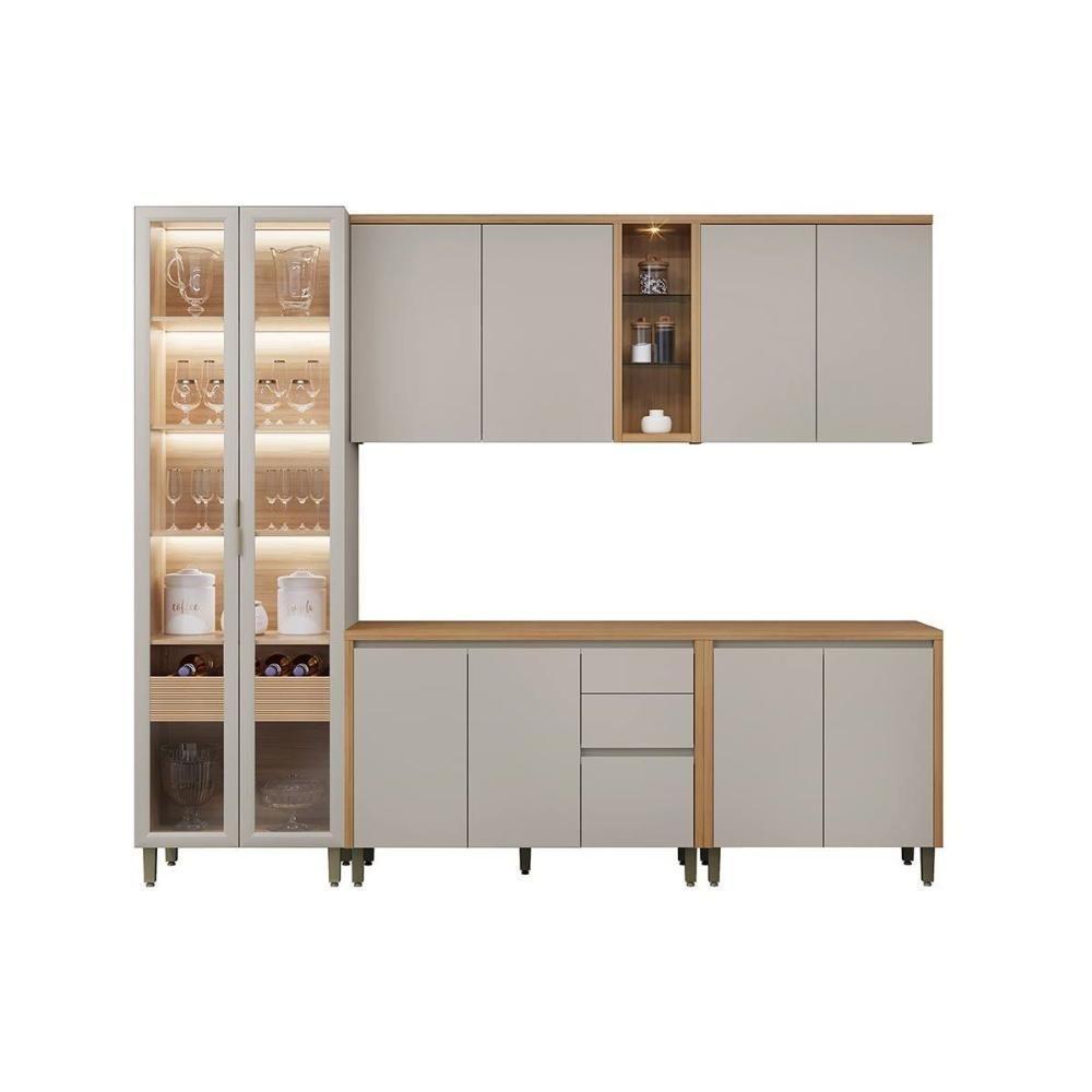 Cozinha Modulada Completa Allure 5 Peças (2aéreos+2balcões+1cristaleira) Cp05 Jequitiba-gris Fosco - Linea Brasil - 10