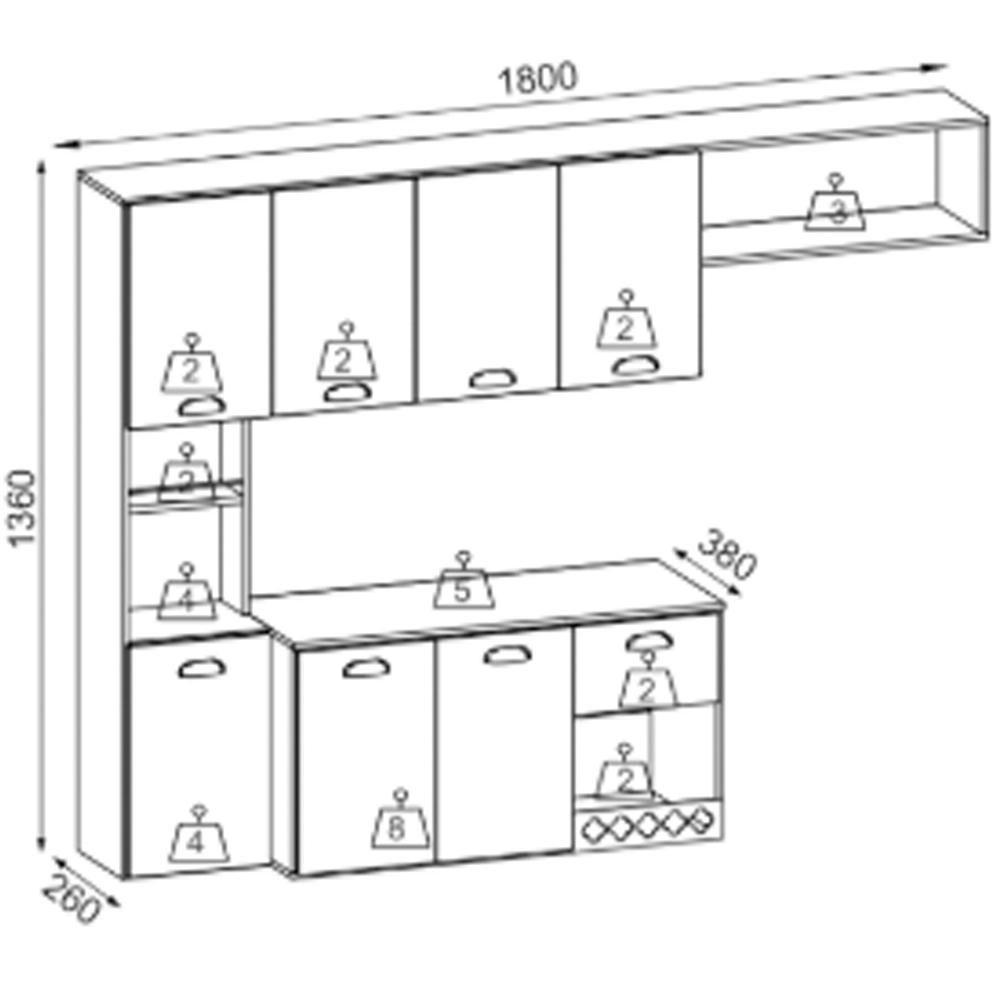 Cozinha Suspensa 7 Portas 180 Cm Mali Carvalho Grafite Pln Carvalho Grafite - 6