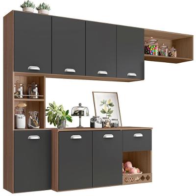 Cozinha Suspensa 7 Portas 180 Cm Mali Carvalho Grafite Pln Carvalho Grafite