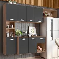 Cozinha Suspensa 7 Portas 180 Cm Mali Carvalho Grafite Pln Carvalho Grafite - 7