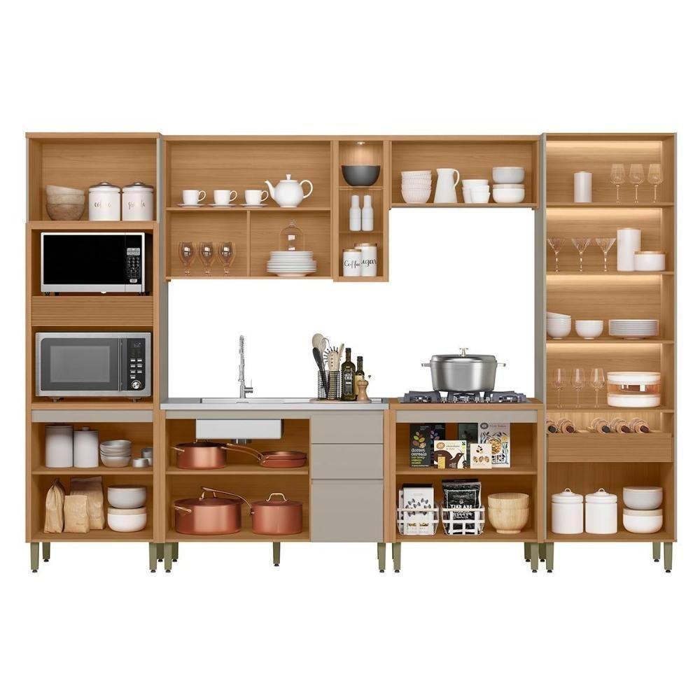 Cozinha Completa Allure 6 Peças (2aéreos+2balcões+1cristaleira+1torrequente) Cp17 Jequitiba-gris Fosco - Linea Brasil - 3