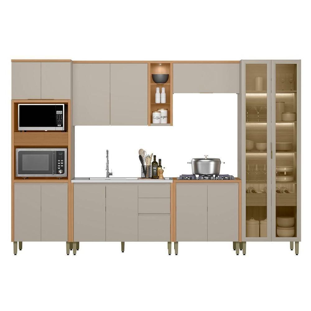 Cozinha Completa Allure 6 Peças (2aéreos+2balcões+1cristaleira+1torrequente) Cp17 Jequitiba-gris Fosco - Linea Brasil - 10