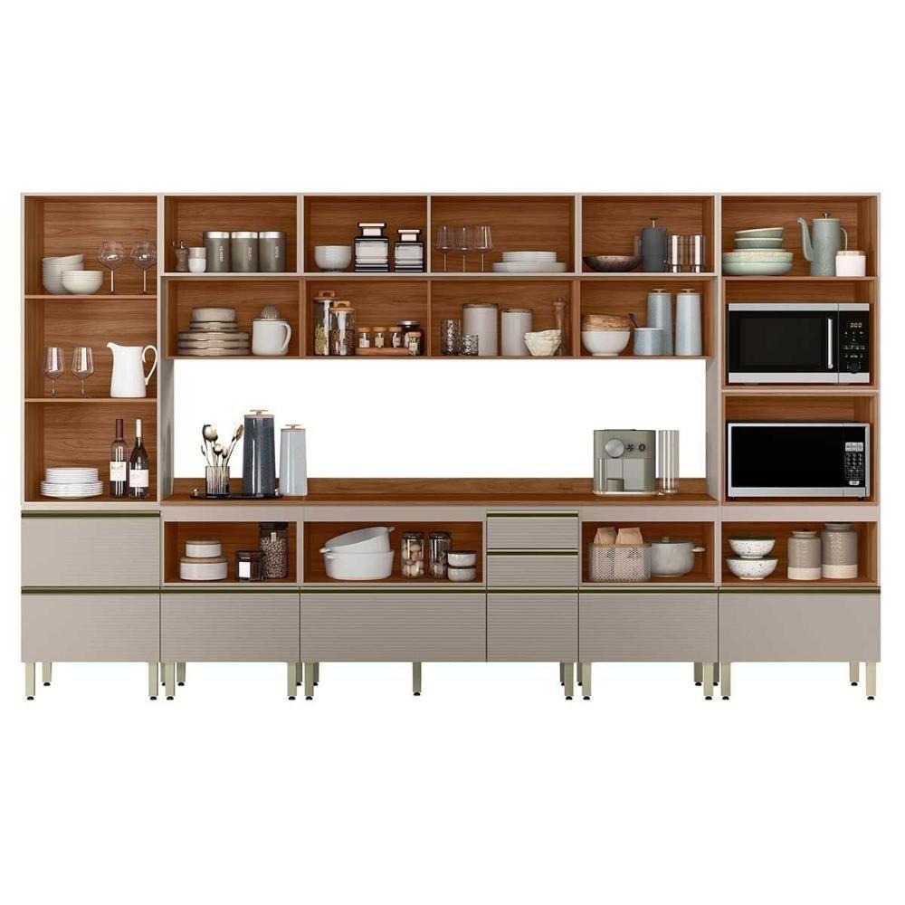Cozinha Completa Proença 8 Peças (3aéreos+3balcões+1torrequente+1cristaleira) C8p72 Nogueira-carbono Prime Tx - Demóbile - 3