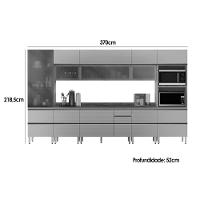 Cozinha Completa Proença 8 Peças (3aéreos+3balcões+1torrequente+1cristaleira) C8p72 Nogueira-carbono Prime Tx - Demóbile