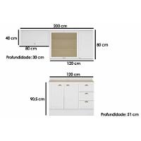 Cozinha Completa Bella 3 Peças (2aéreos+1balcão) C3p23 Nogal-cinza - Carraro - 2