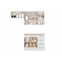 Cozinha Completa Bella 3 Peças (2aéreos+1balcão) C3p23 Nogal-cinza - Carraro - 3