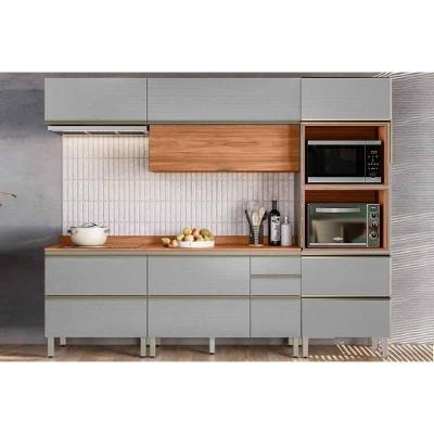 Cozinha Completa Proença 5 Peças (2aéreos+2balcões+1torrequente) C5p126 Nogueira Touch-nude Prime - Demóbile