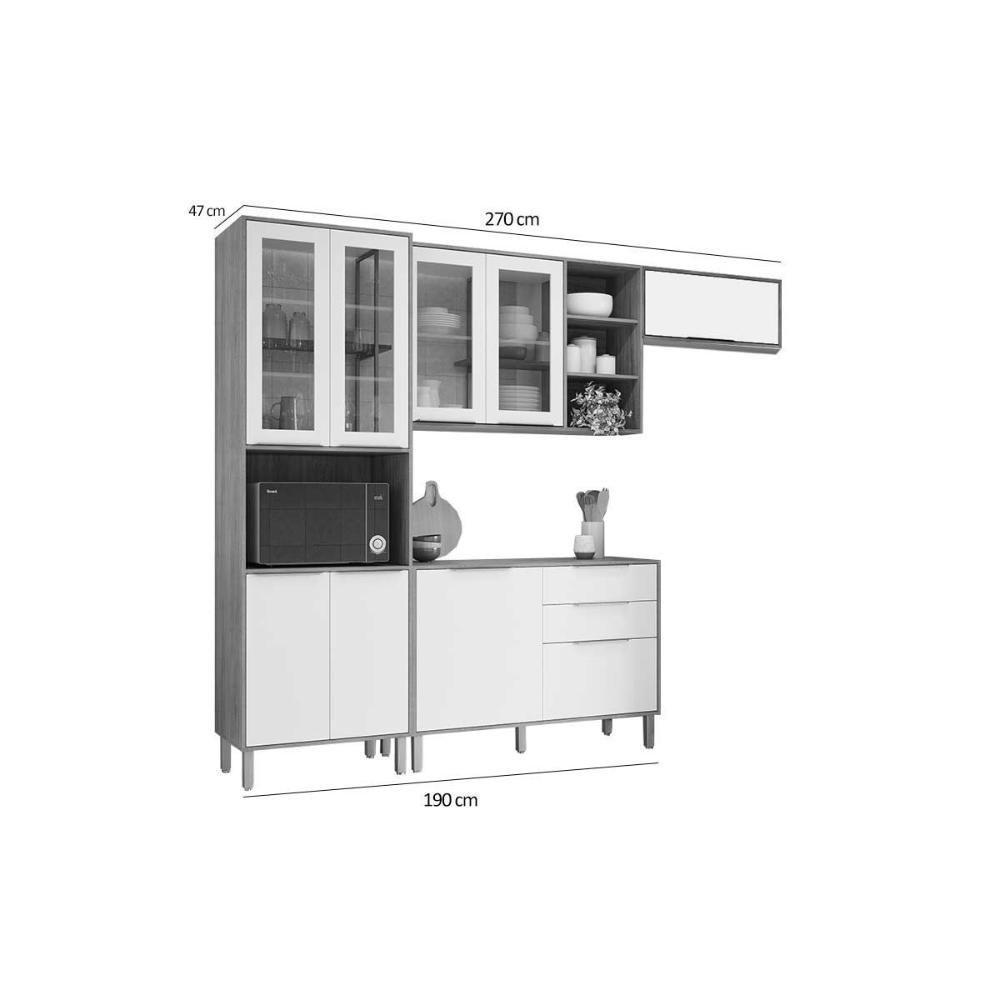 Cozinha Completa Brilhante 4 Peças (2aéreos+1balcão+1paneleiro) C4p256 Cinamomo-off White - Mgm - 2