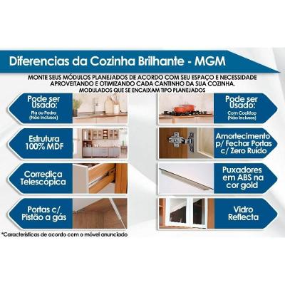Cozinha Completa C4P256 11 Portas 2 Gavetas MDF 120cm Off White Cinamomo