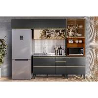 Cozinha Completa Proença 4 Peças (2aéreos+1balcão+1paneleiro) C4p197 Nogueira-carbono Prime Tx - Demóbile - 1