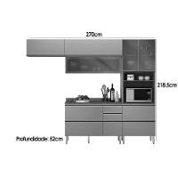 Cozinha Completa Proença 4 Peças (2aéreos+1balcão+1paneleiro) C4p197 Nogueira-carbono Prime Tx - Demóbile - 3