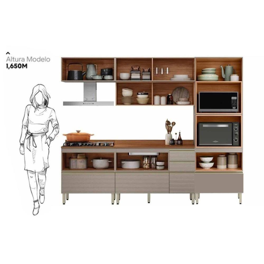 Cozinha Completa Proença 5 Peças (2aéreos+2balcões+1torrequente) C5p128 Nogueira-carbono Prime Tx - Demóbile - 6