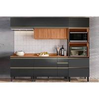 Cozinha Completa Proença 5 Peças (2aéreos+2balcões+1torrequente) C5p128 Nogueira-carbono Prime Tx - Demóbile - 1
