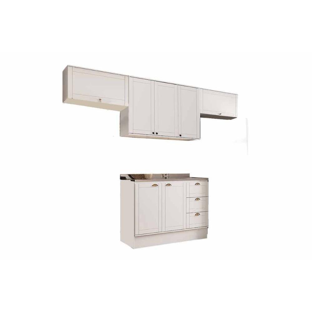 Cozinha Completa Bella 4 Peças (3aéreos+1balcão) C4p254 Branco - Carraro - 4