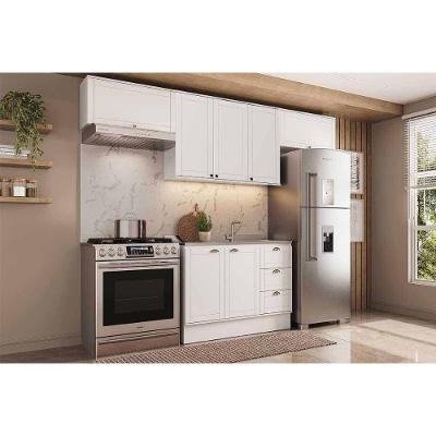 Cozinha Completa Bella 4 Módulos 5 Portas 3 Gavetas MDF 120cm Branco