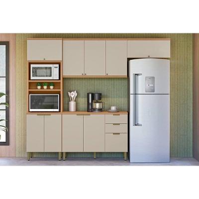 Cozinha Modulada Completa Selene 4 Peças (2aéreos+1balcão+1torrequente) Cp08 Jequitiba-off White Fosco - Linea Brasil