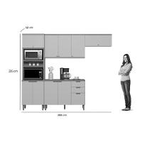 Cozinha Modulada Completa Selene 4 Peças (2aéreos+1balcão+1torrequente) Cp08 Jequitiba-off White Fosco - Linea Brasil