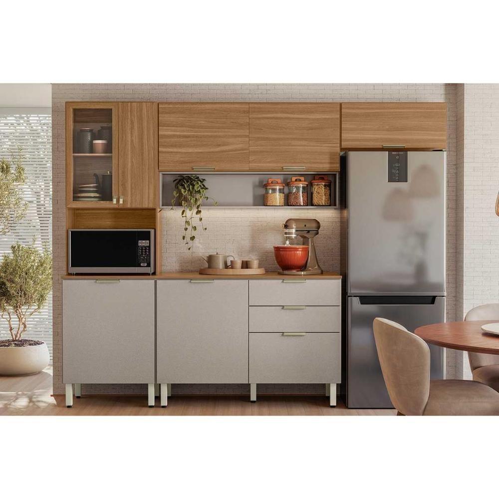 Cozinha Completa Alba 4 Peças (2aéreos+1balcão+1paneleiro) C4p227 Amendola-nude Prime Tx - Demóbile - 1