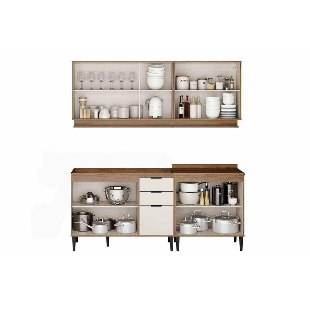 Cozinha Completa Alpha 4 Peças (2aéreos+2balcões) C4p220 Freijo-off White - Carraro - 3