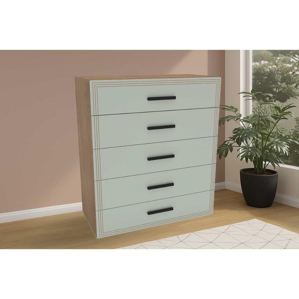 Cômoda Solteiro Valência C- 5 Gavetas Branco-verde - Politorno - 2