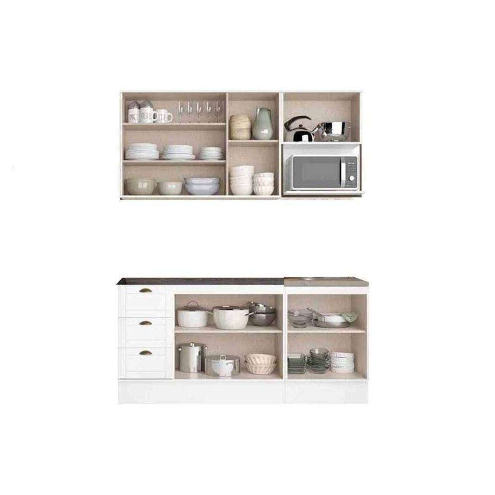 Cozinha Completa Bella 4 Peças (2aéreos+2balcões) C4p251 Branco - Carraro - 3