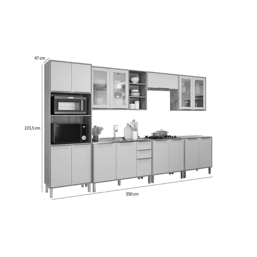 Cozinha Completa Brilhante 7 Peças (3aéreos+3balcões+1torrequente) C7p111 Cinamomo-off White - Mgm - 2