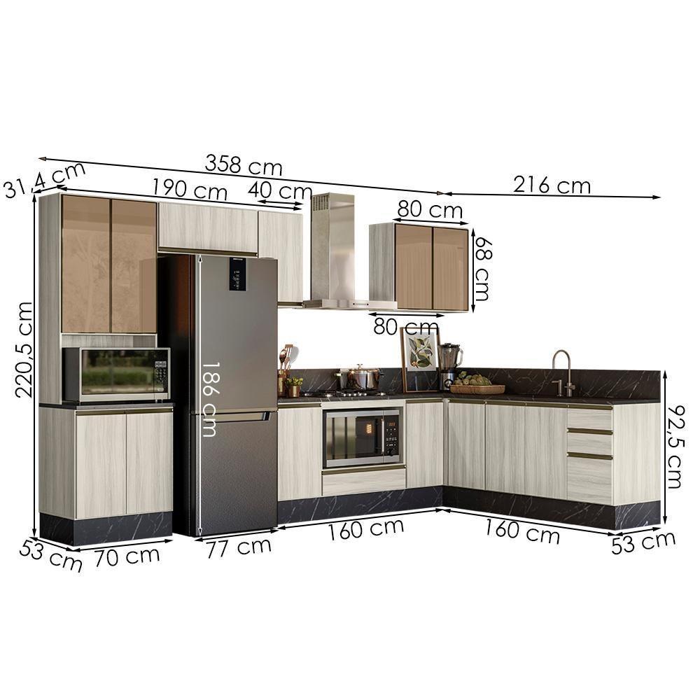 Cozinha Modulada 9 Peças Mdf Kali Bianco Toq Bianco Toq Nicioli Bianco Toq Bianco Toq - 3