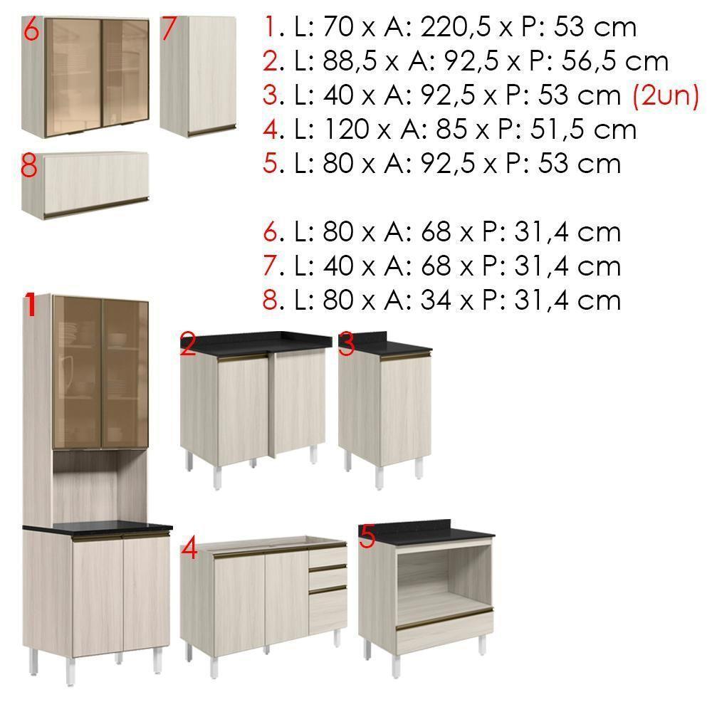 Cozinha Modulada 9 Peças Mdf Kali Bianco Toq Bianco Toq Nicioli Bianco Toq Bianco Toq - 4