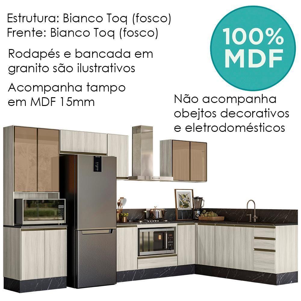 Cozinha Modulada 9 Peças Mdf Kali Bianco Toq Bianco Toq Nicioli Bianco Toq Bianco Toq - 6